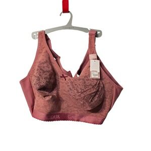 Cacique Lace Unlined Wireless Front-Close Bra 48DD Dusty‎ Rose 600819989